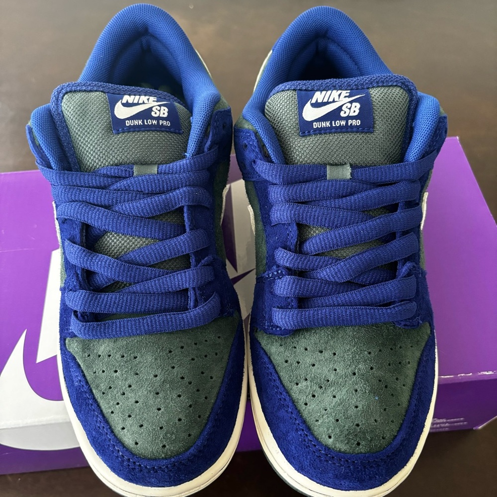 🥶🦚 Nike SB Dunk Low Pro Deep Royal Blue Sail Vtg Green Mens 6 Women’s 7.5 🦚🥶